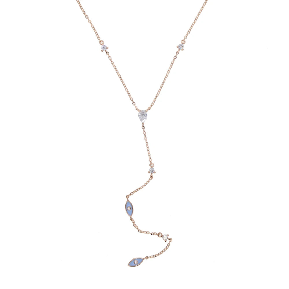 Ladies Enamel Rose Lariat Necklace
