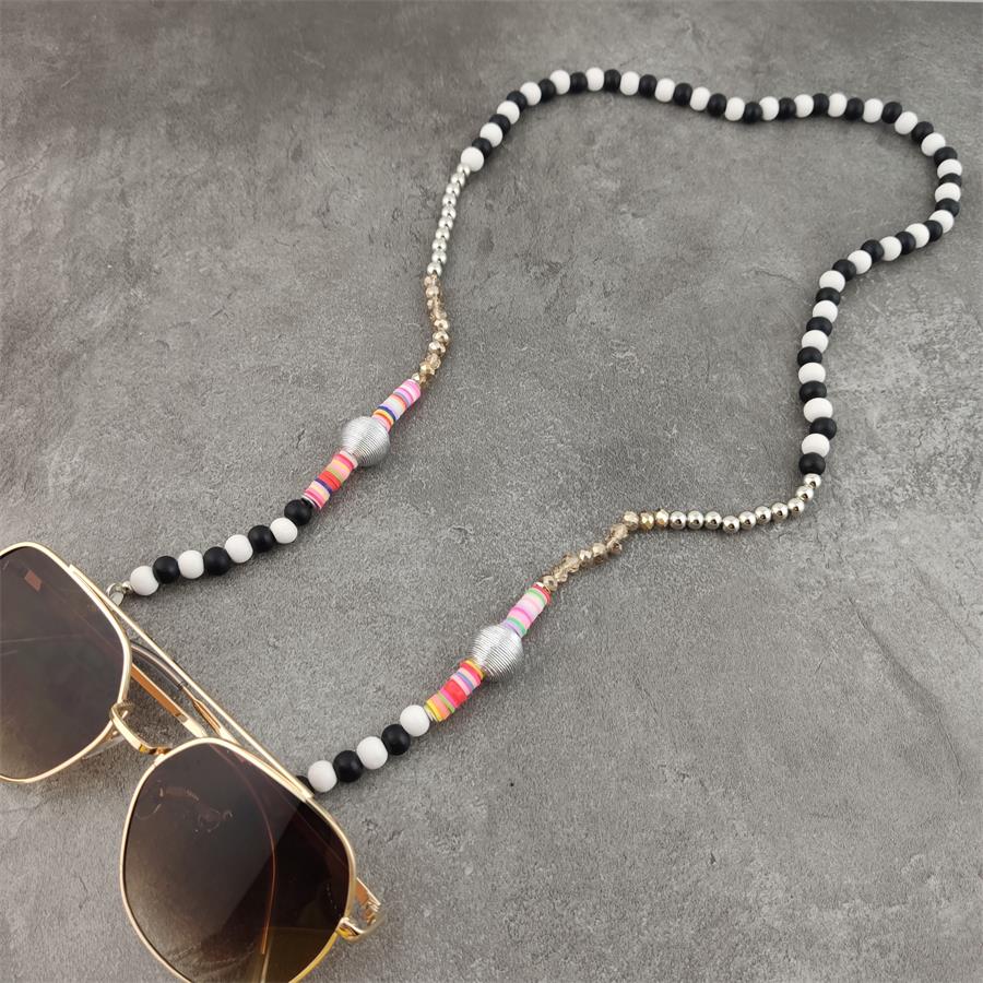 Boho Wood Bead Chains with Silver Metal Balls For Eyeglasses/Sunglasses.