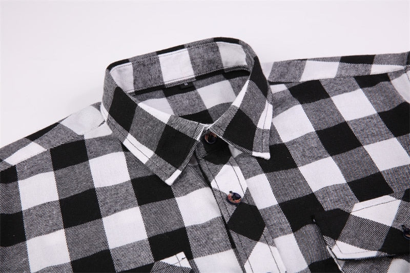 Men's Plaid Flannel Casual Long-Sleeved Shirt. Sizes For (USA SIZE S M L XL 2XL)