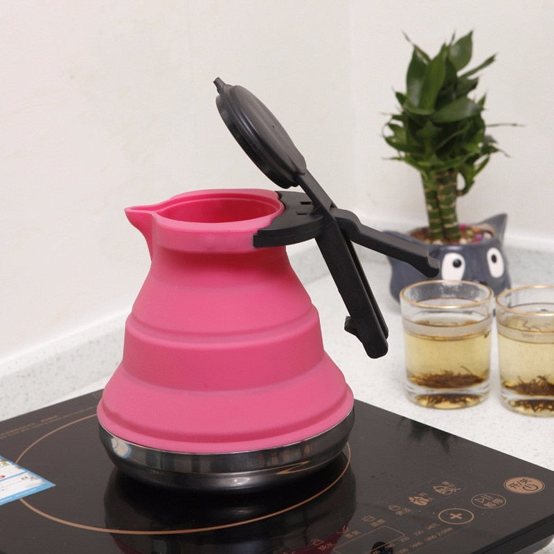 1.2L Folding Silicone Steel Bottom Water Kettle, Great For Camping.