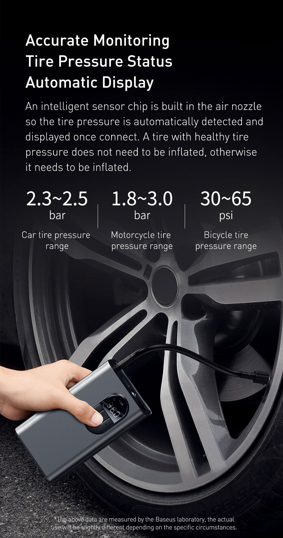 Baseus Wireless Electric Car Inflator Pump. Great for Bicycles Car and Motorcycles.