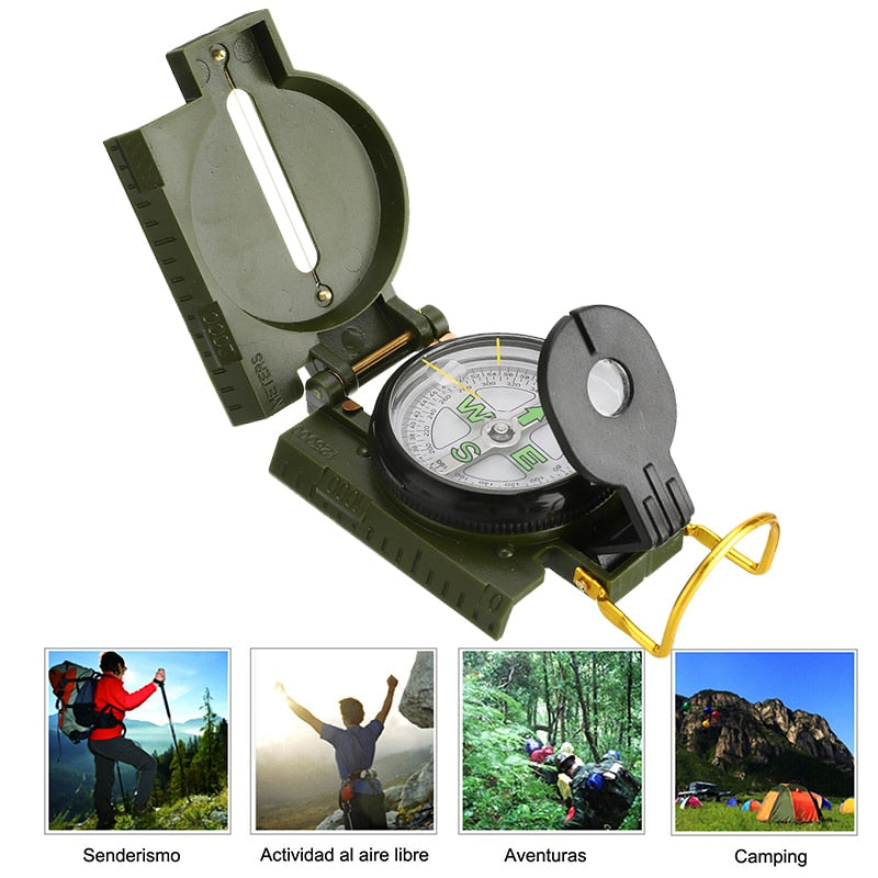 Folding Army Green Compass With fluorescent needle. Great for outdoor Camping and Hiking.