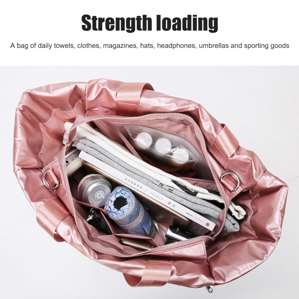 Crossbody yoga/gym waterproof bag. Two compartments to separate wet/dry clothes.