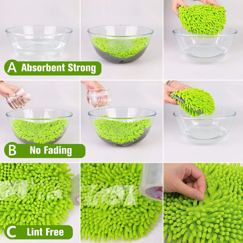 2 in 1 Auto/Home Cleaning Chenille Mop With Telescoping Long Handle