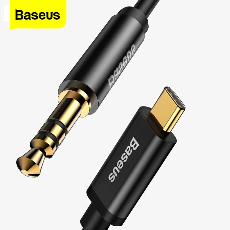 Baseus USB Type C Male Aux Audio Cable to 3.5mm Jack For Headphone Headset