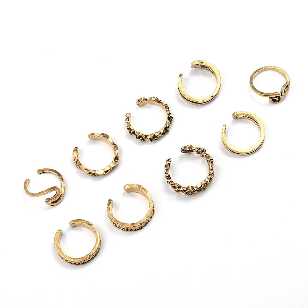 9 PCS/SET Bohemia Mix Adjustable Toe Ring Set.