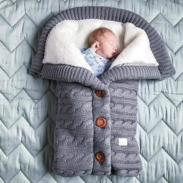 Baby Wool  Button Up Sleeping Bag, Cozy for Autumn Weather in strollers.