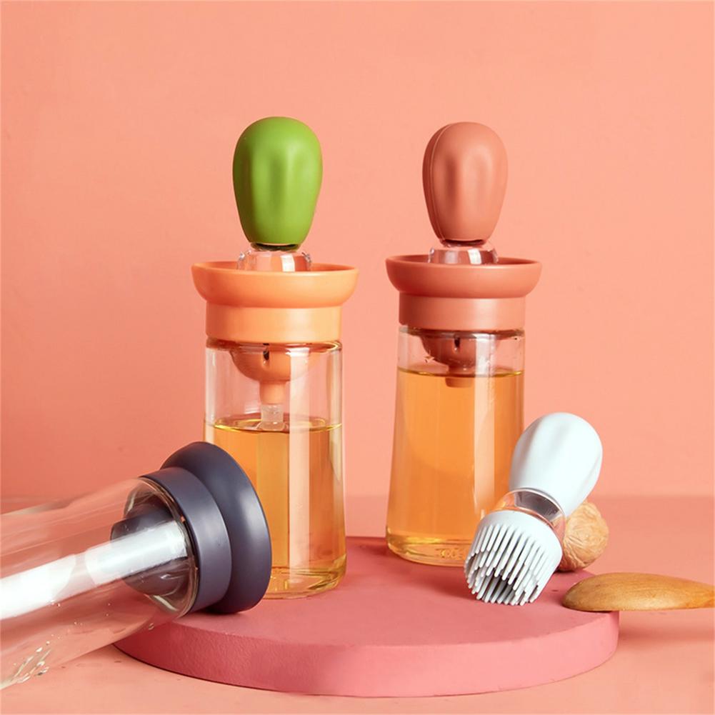 150ml Kitchen Glass Oil Bottle With Silicon Brush and dispenser.