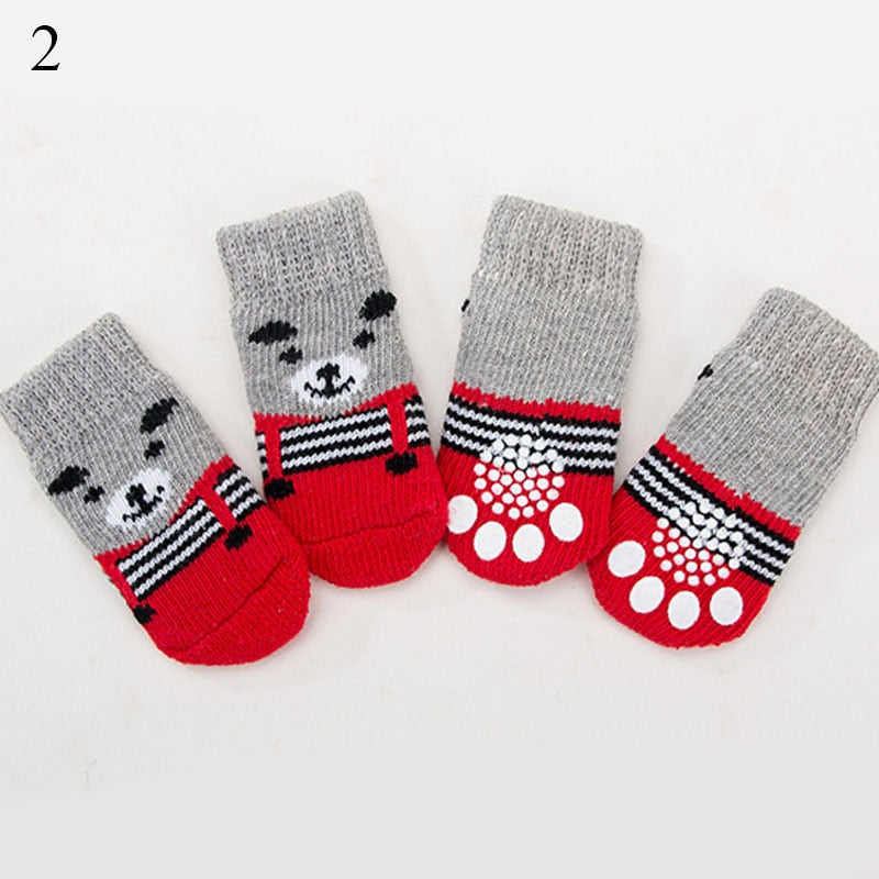 4pcs Anti Slip knitted Socks For Small to Medium Dogs.