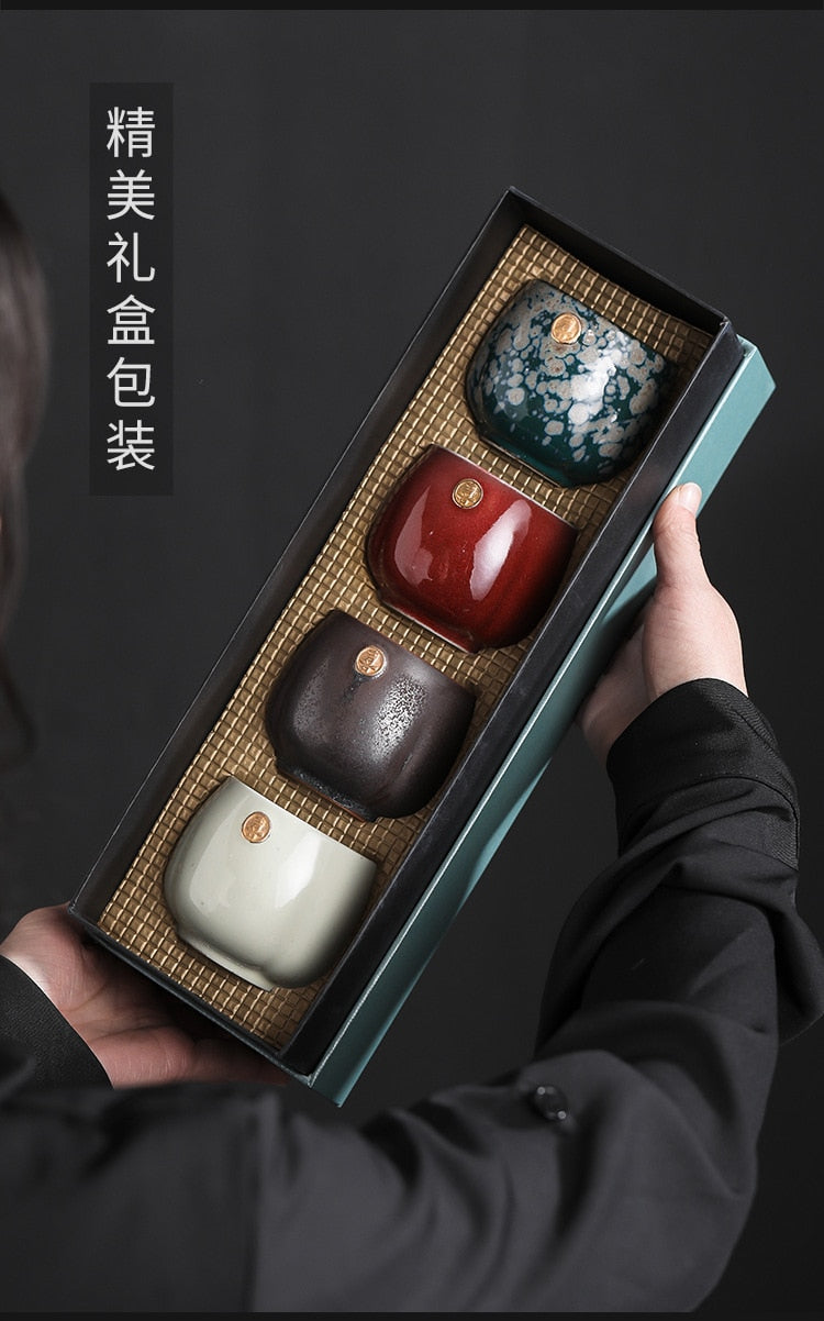 Set of 4 personal size Japanese Style ceramic Tea Cup.