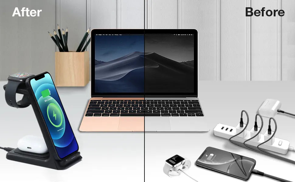 3 in 1 20W Fast Wireless Charging Station for Apple Watch iWatch 8 7 Air Pods Pro For iPhone 15 14 13 12 11 XS XR 8