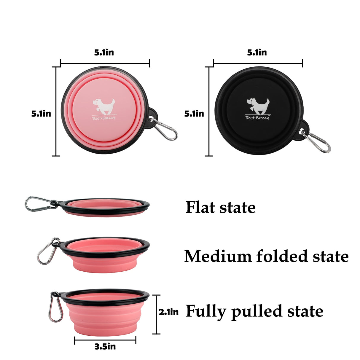 350ML/1000ML Collapsible Dog Bowls for Travel.