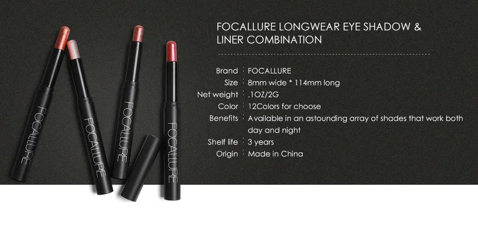 FOCALLURE 24 Pearlescent, Waterproof Eyeshadow Colors.