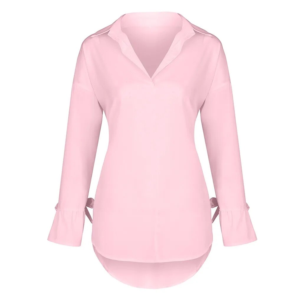 Women's Long Sleeve Solid Color Blouse.