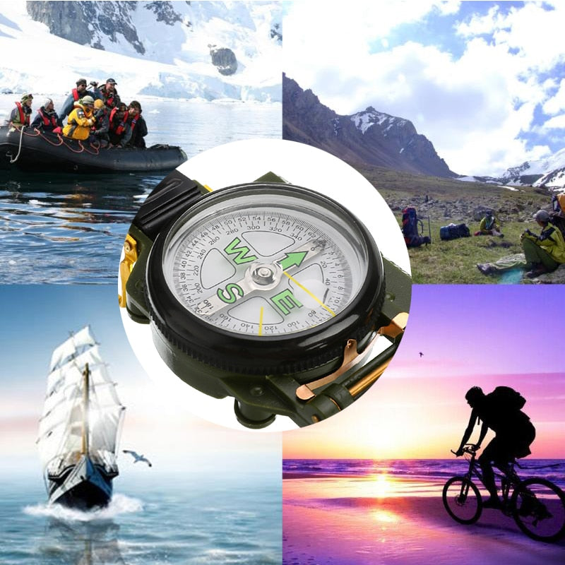 Folding Army Green Compass With fluorescent needle. Great for outdoor Camping and Hiking.