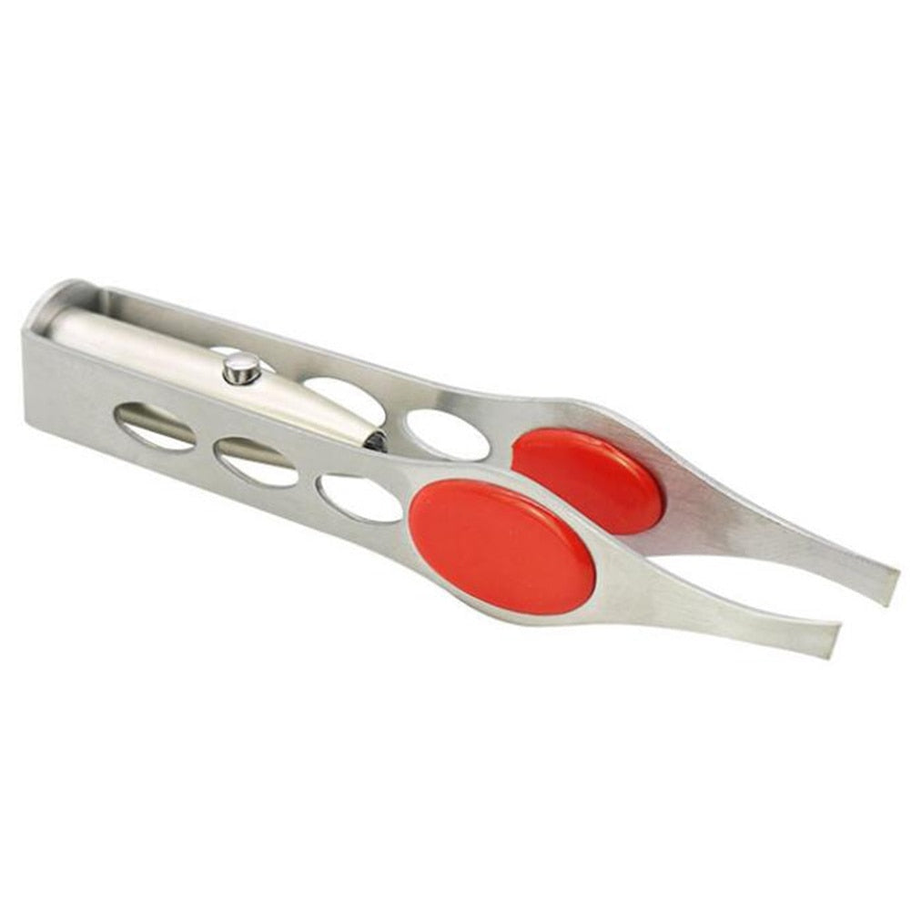 1pc Stainless Steel LED eyebrow tweezer.