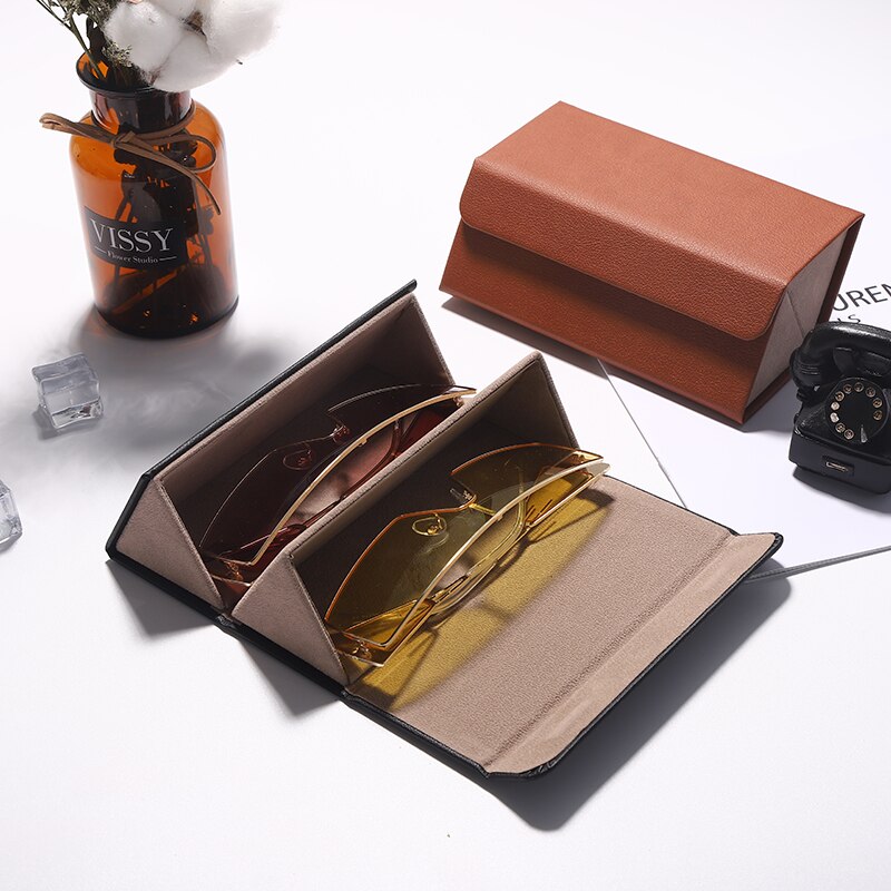 Foldable Leather Multi Eyeglass/Sunglass Organizer Case.