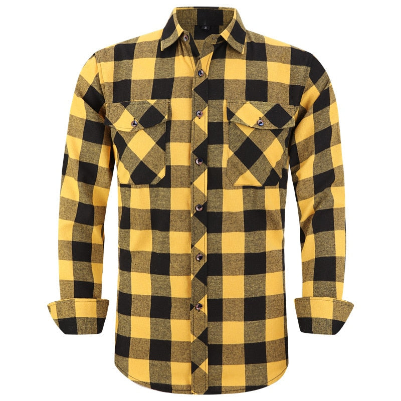 Men's Plaid Flannel Casual Long-Sleeved Shirt. Sizes For (USA SIZE S M L XL 2XL)
