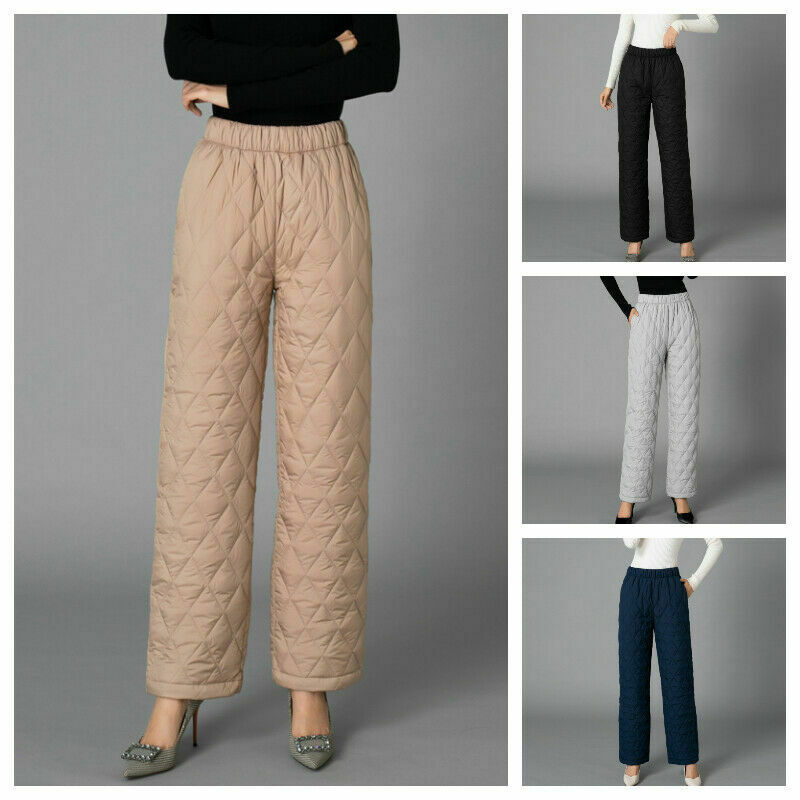 Warm Elastic Waist Cotton Quilted Pants.