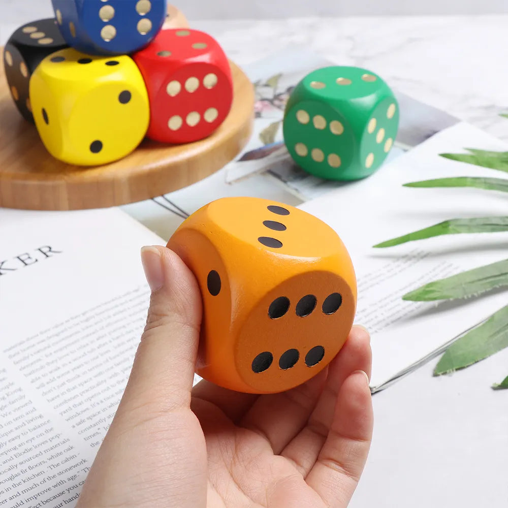 1PC 5cm Wooden,6-Sided Rounded Corners, Colorful Dice.