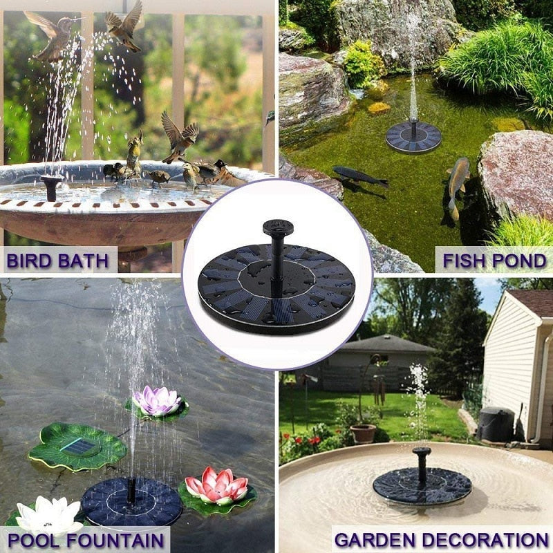 Mini Solar Powered Floating Water Fountain.