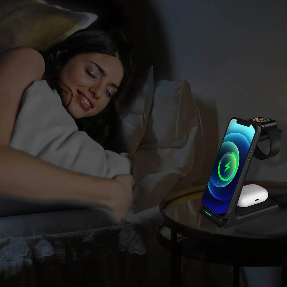 3 in 1 20W Fast Wireless Charging Station for Apple Watch iWatch 8 7 Air Pods Pro For iPhone 15 14 13 12 11 XS XR 8