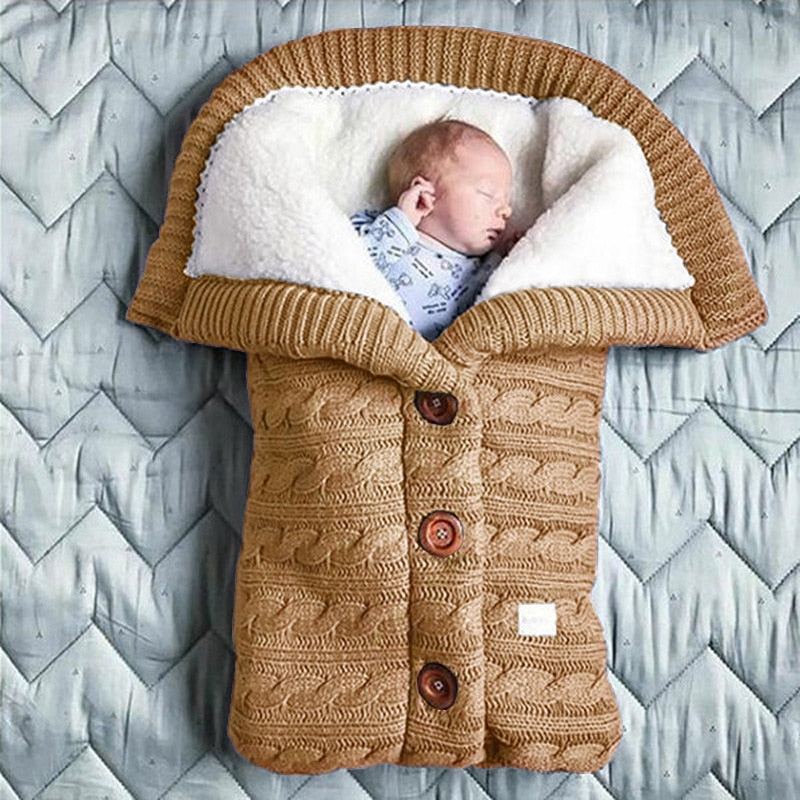 Baby Wool  Button Up Sleeping Bag, Cozy for Autumn Weather in strollers.