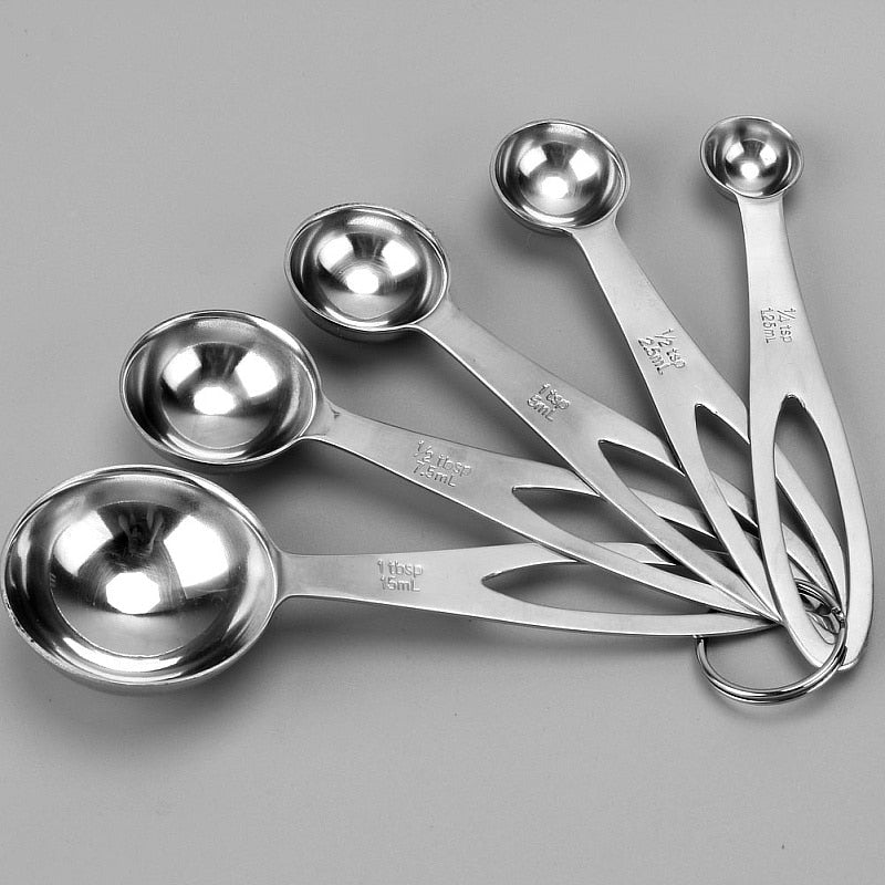 5pcs Stainless Steel Measuring Spoon Set.