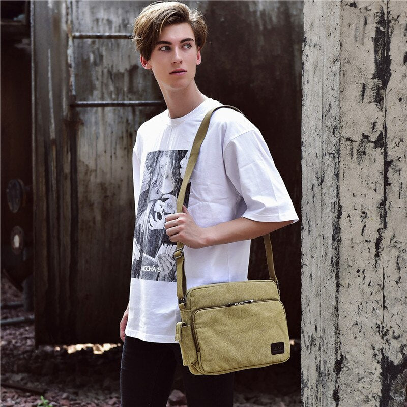 Men's and Women's Canvas Multifunction Crossbody Casual Bolsa Top-handle Shoulder Bag.