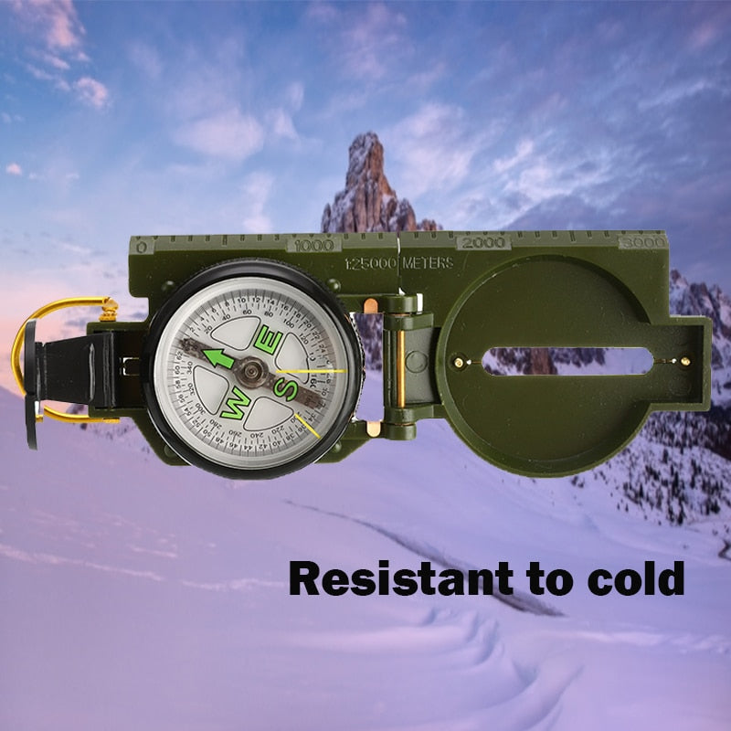 Folding Army Green Compass With fluorescent needle. Great for outdoor Camping and Hiking.