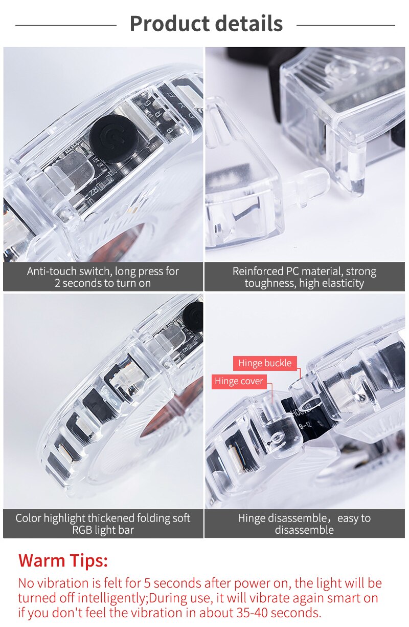 Smart rechargeable LED Bicycle Wheel Light. 7 colors with 18 changeable modes attaches to the hub.