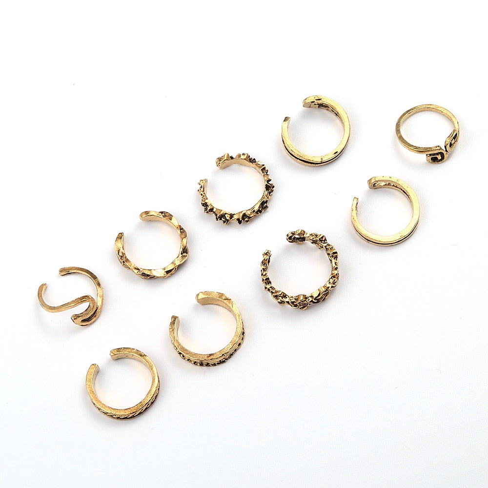9 PCS/SET Bohemia Mix Adjustable Toe Ring Set.