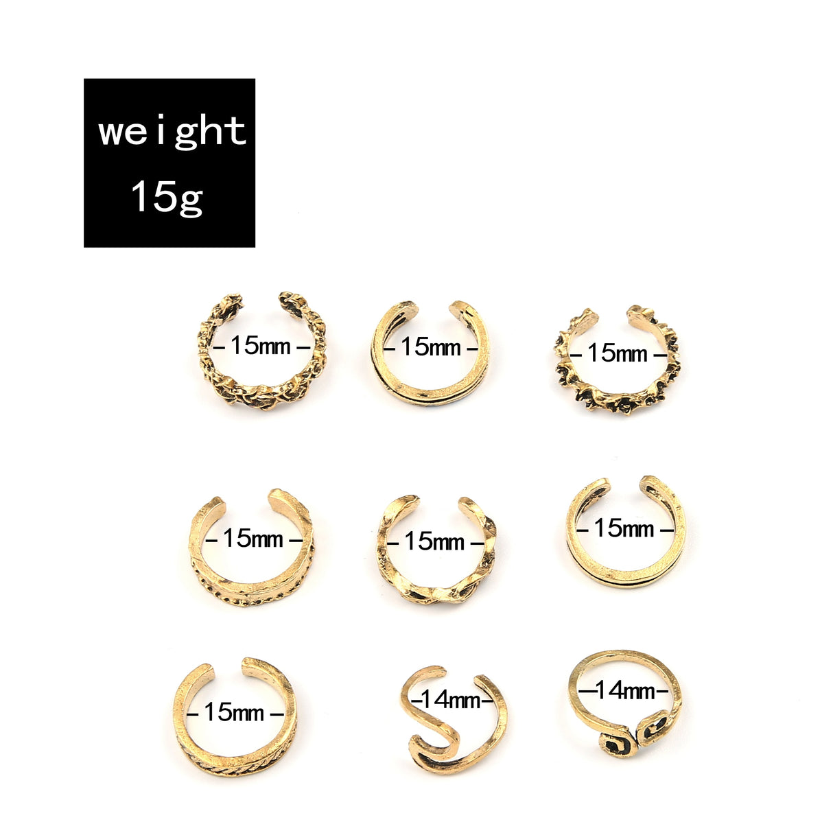 9 PCS/SET Bohemia Mix Adjustable Toe Ring Set.