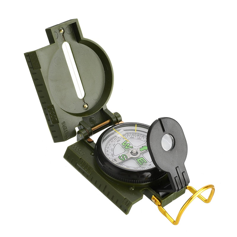 Folding Army Green Compass With fluorescent needle. Great for outdoor Camping and Hiking.