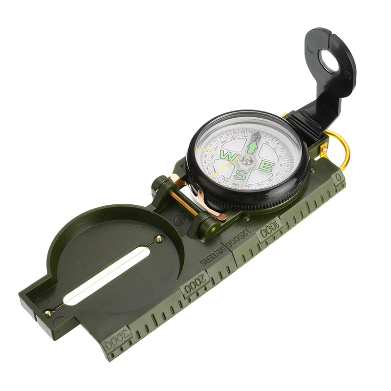 Folding Army Green Compass With fluorescent needle. Great for outdoor Camping and Hiking.