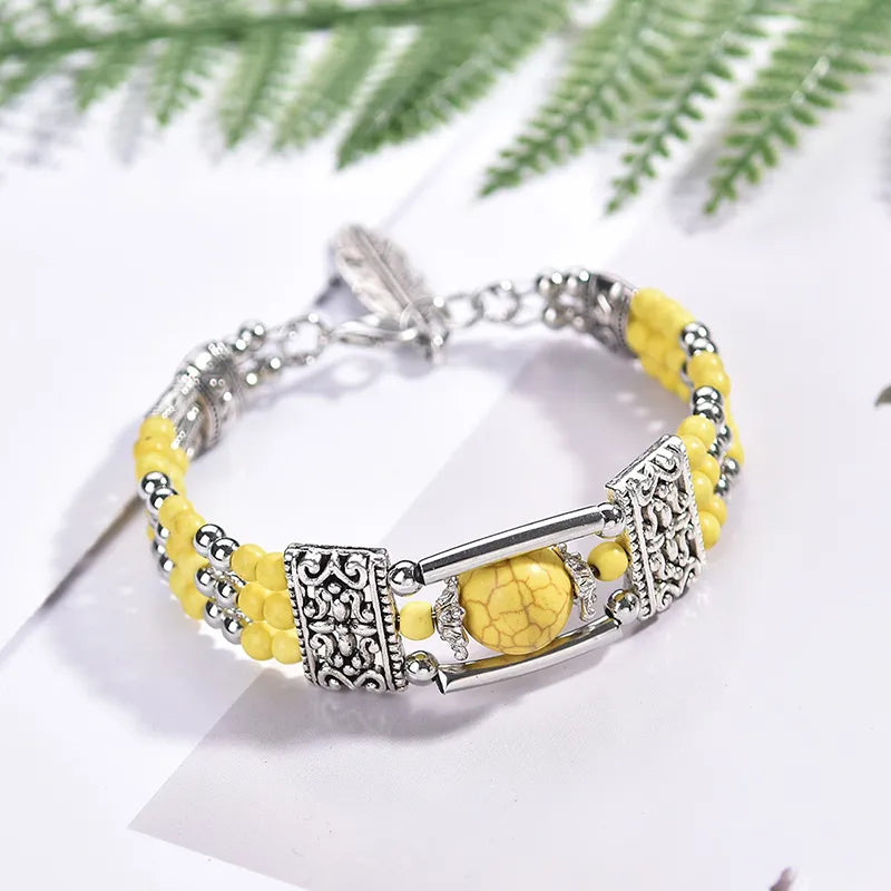 Vintage Natural Stone Bohemian Bracelet For Women.