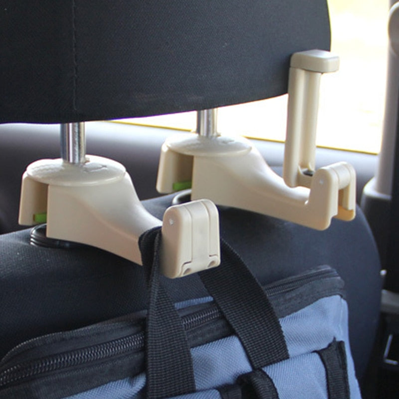 Headrest Hook with Phone Holder for Bags, Handbags. Easy to install and holds up to 5kg.