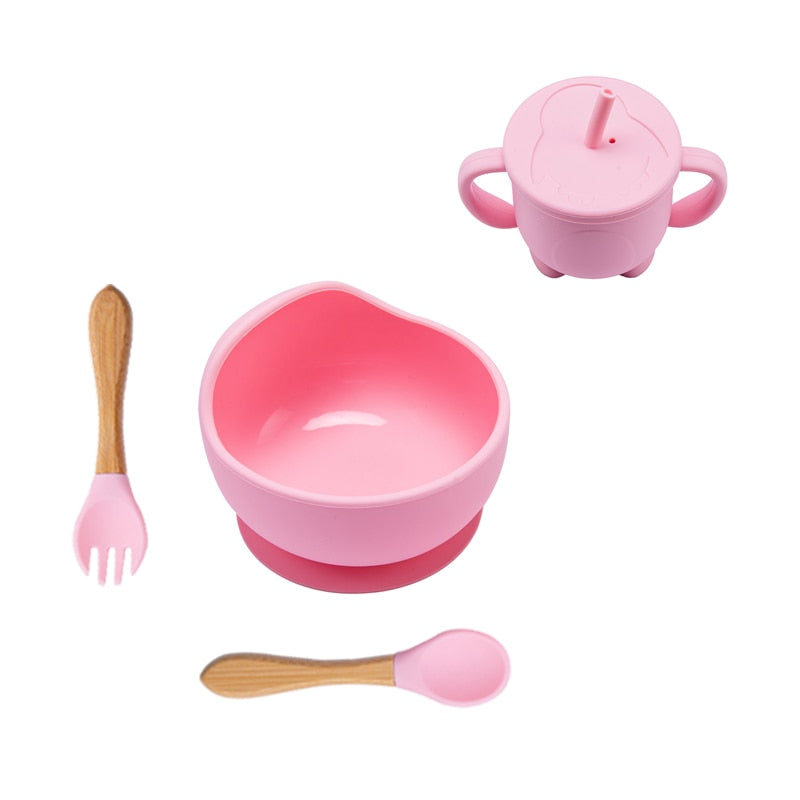 Babies Silicone Bowl, Fork, Spoon, OR Cup and Straw With Suction Cup.