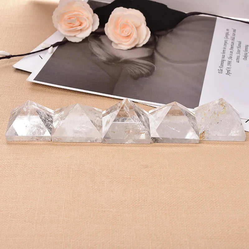 Natural Crystal Clear Quartz Reiki Pyramid Stone
