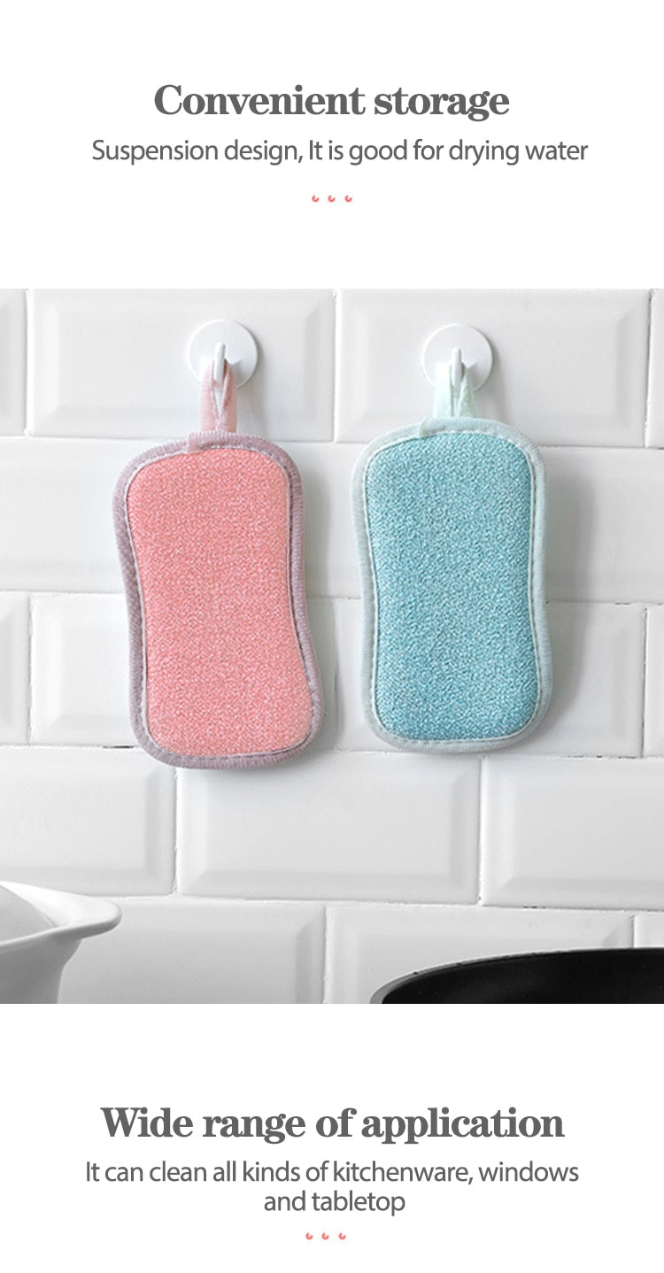 6/3/1pcs Double Sided Nylon/Fabric Sponge Scrubber.