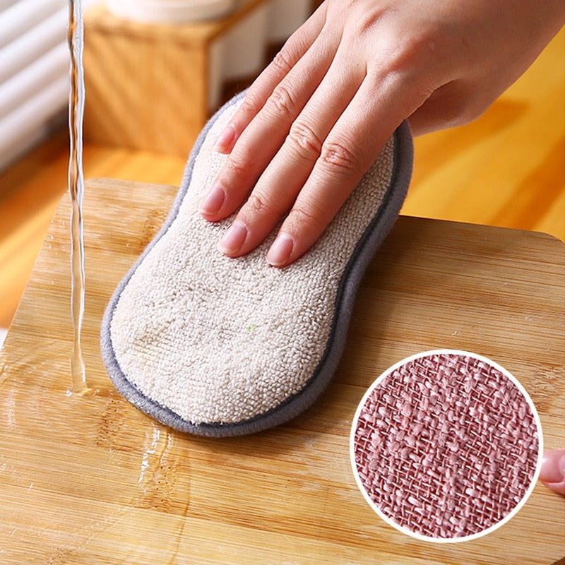 6/3/1pcs Double Sided Nylon/Fabric Sponge Scrubber.