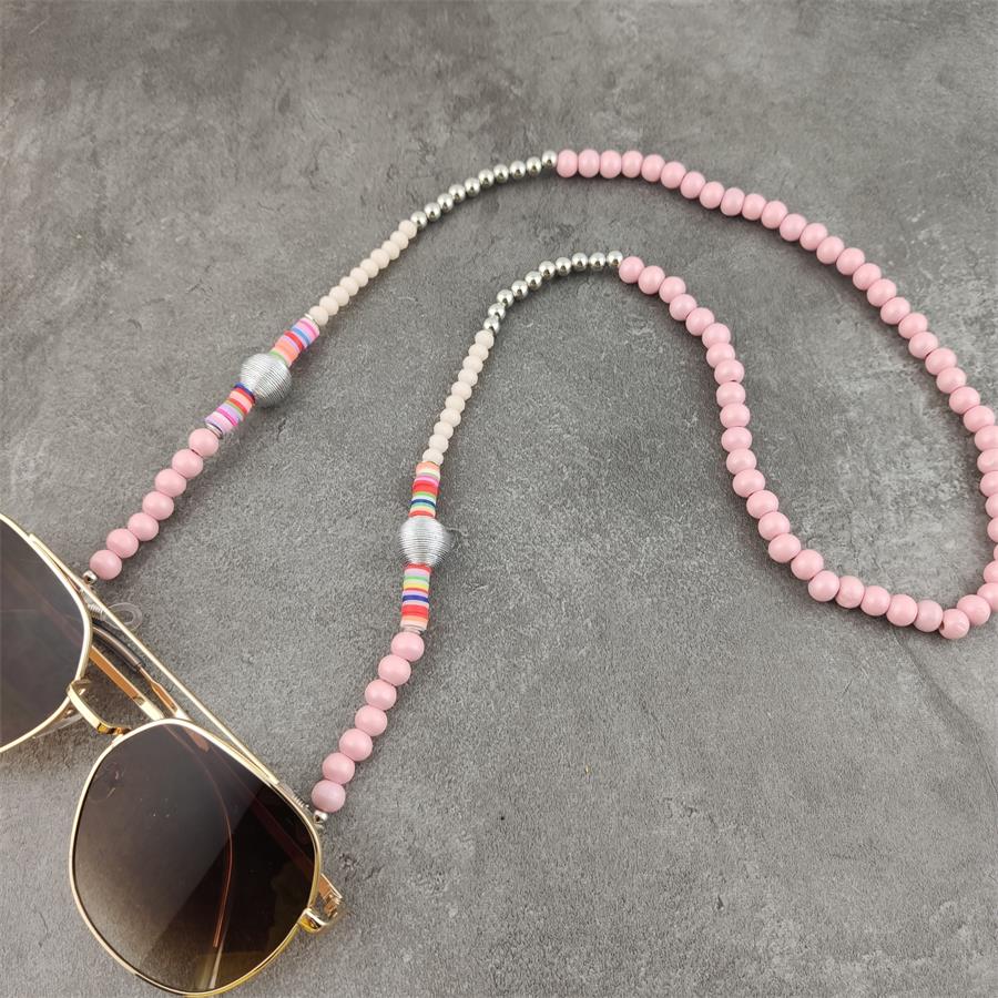 Boho Wood Bead Chains with Silver Metal Balls For Eyeglasses/Sunglasses.