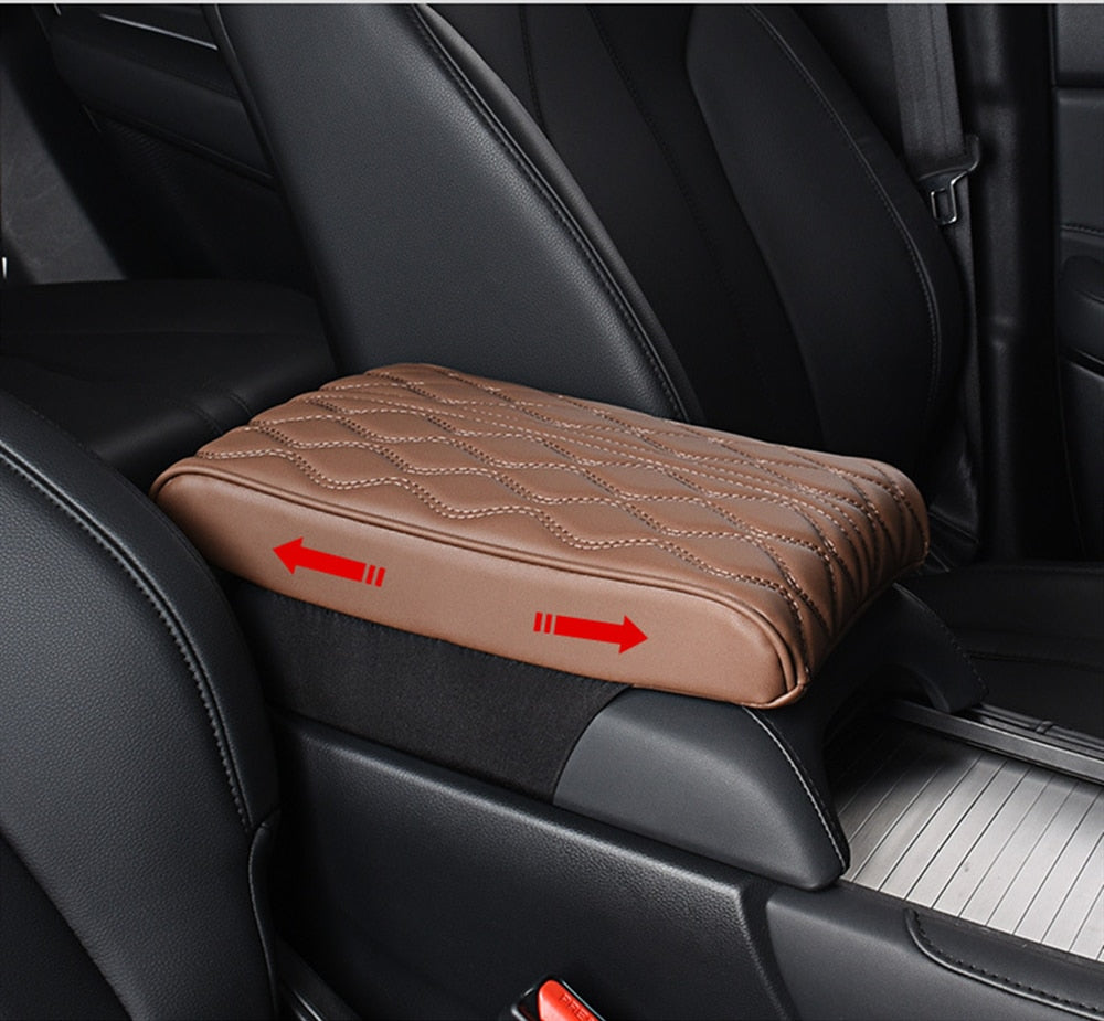 Leather Console Arm Rest Protection Cushion With Wave Embroidery For Your Car.