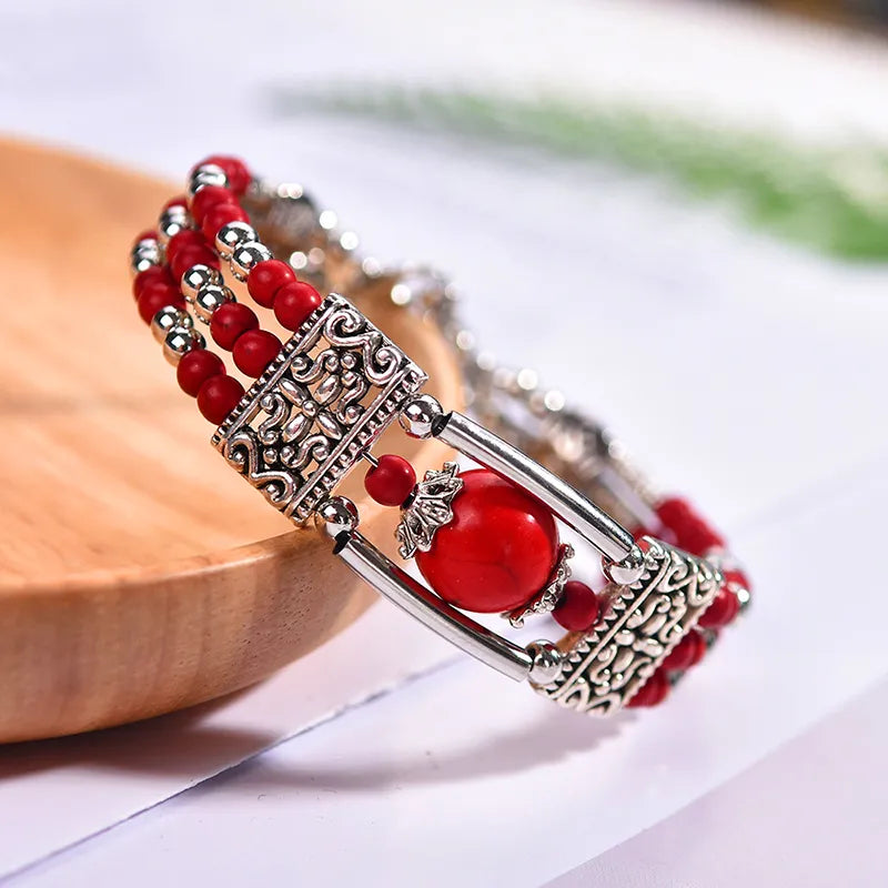 Vintage Natural Stone Bohemian Bracelet For Women.