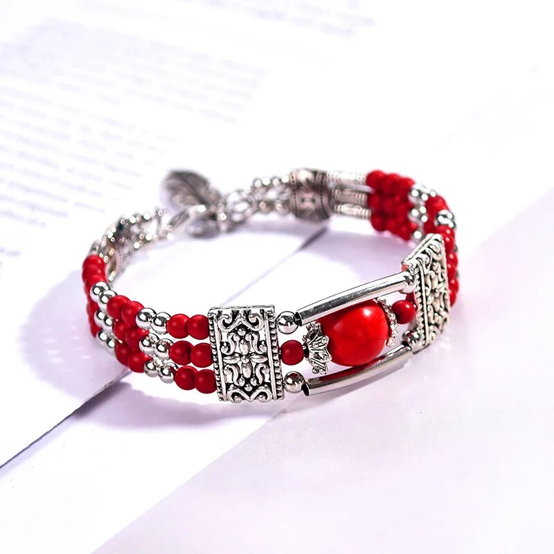 Vintage Natural Stone Bohemian Bracelet For Women.
