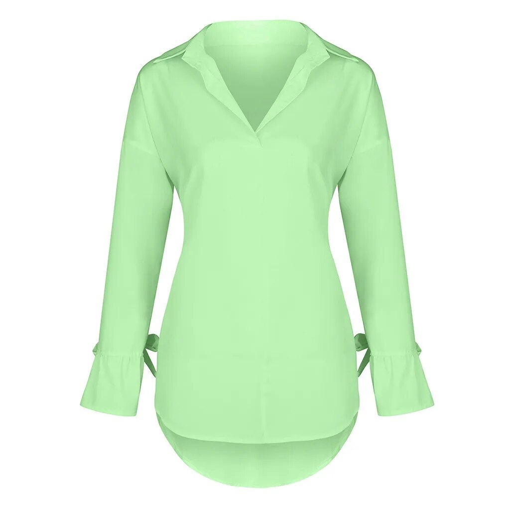 Women's Long Sleeve Solid Color Blouse.