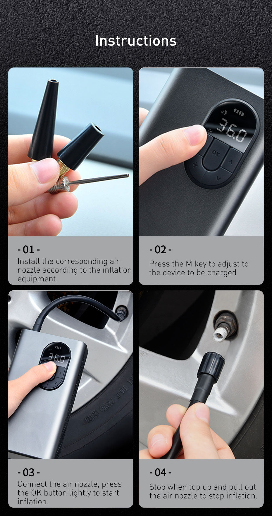 Baseus Wireless Electric Car Inflator Pump. Great for Bicycles Car and Motorcycles.