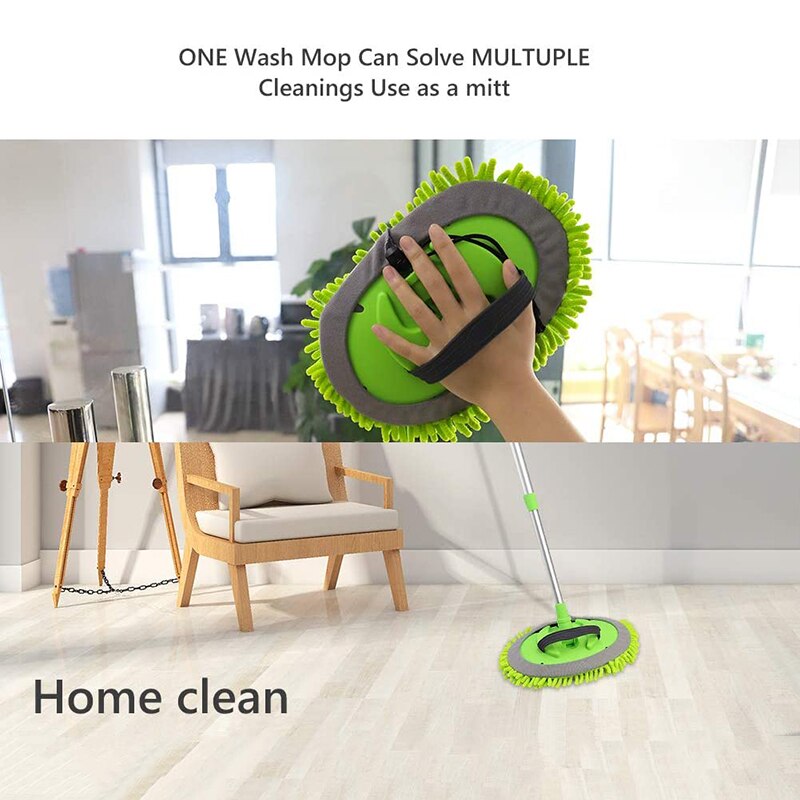 2 in 1 Auto/Home Cleaning Chenille Mop With Telescoping Long Handle