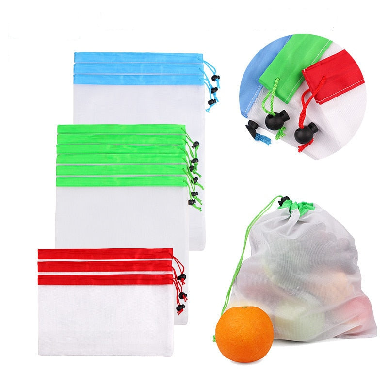 Reusable Cotton Mesh Produce Bags for Vegetables/ Fruit.