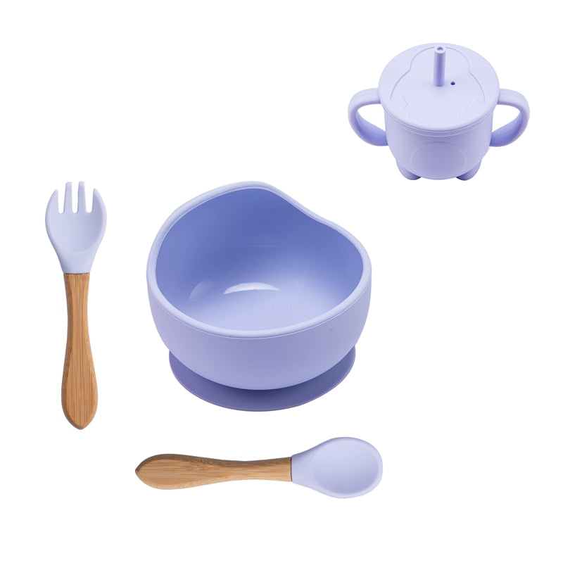 Babies Silicone Bowl, Fork, Spoon, OR Cup and Straw With Suction Cup.